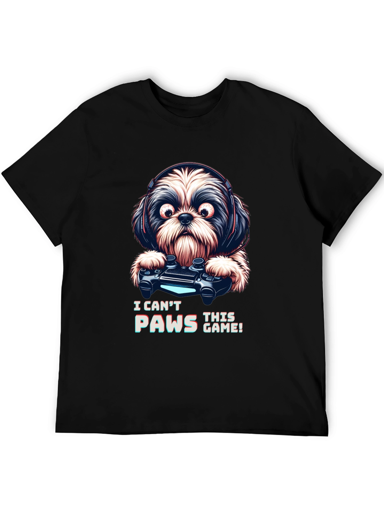 Gamer Dog Graphic Tee - I Cant Paws This Game!