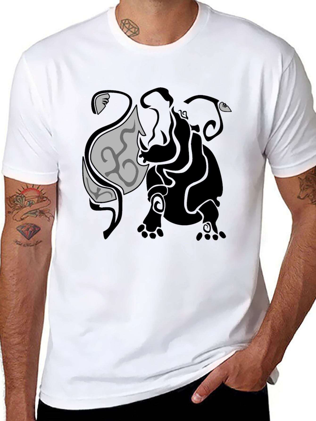 Tribal Elephant Graphic Tee - Unique Design