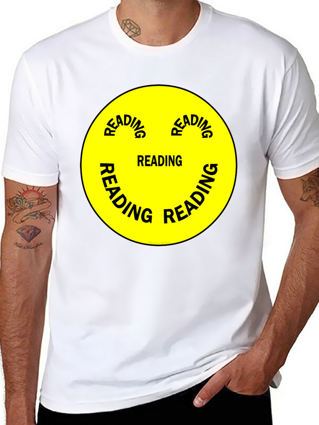 Reading Smiley Face Graphic T-Shirt