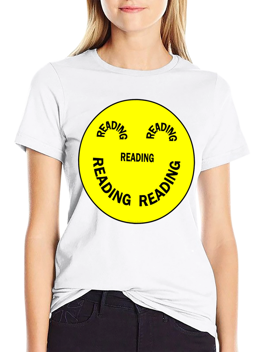 Reading Smiley Face Graphic T-Shirt