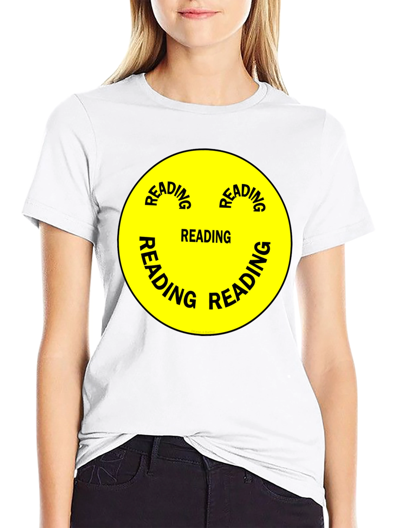 Reading Smiley Face Graphic T-Shirt