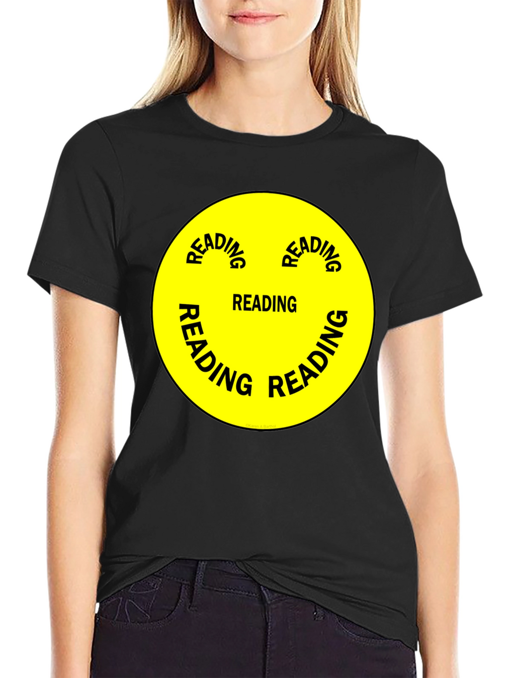 Reading Smiley Face Graphic T-Shirt