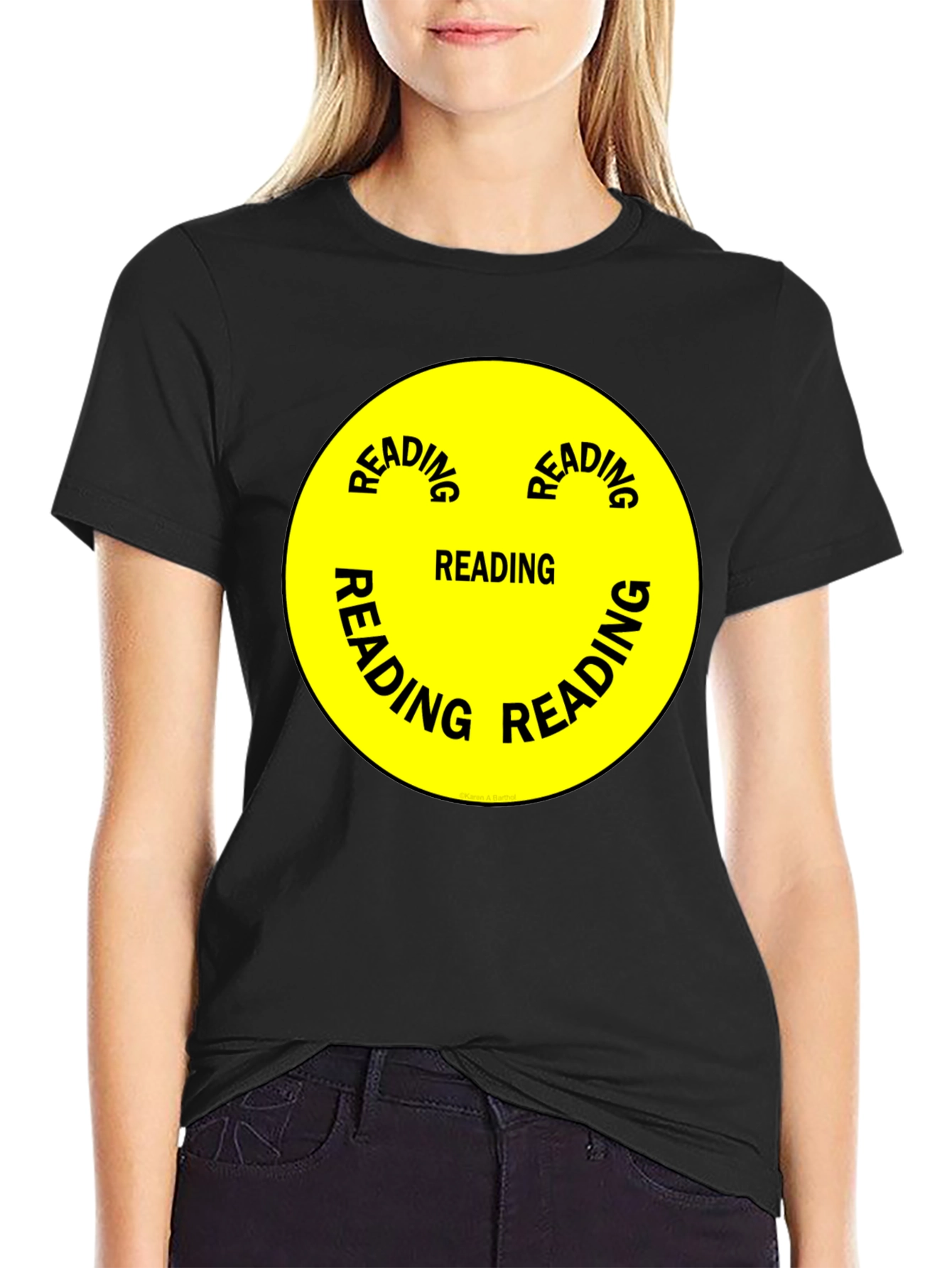 Reading Smiley Face Graphic T-Shirt