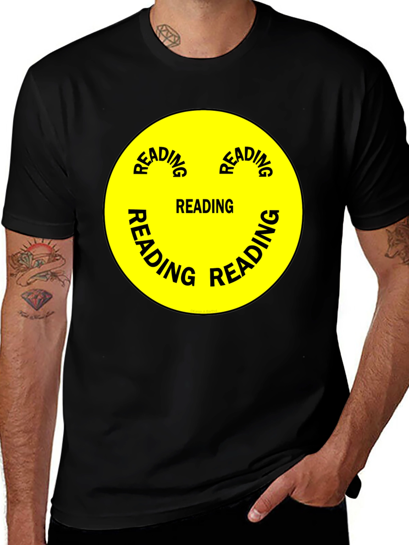 Reading Smiley Face Graphic T-Shirt