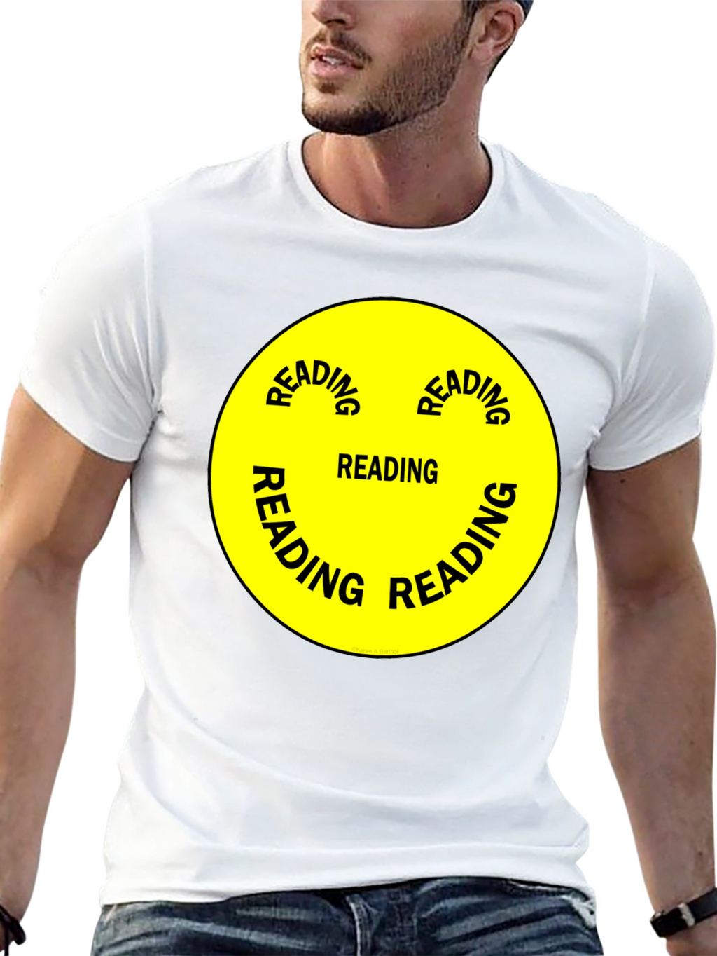 Reading Smiley Face Graphic T-Shirt