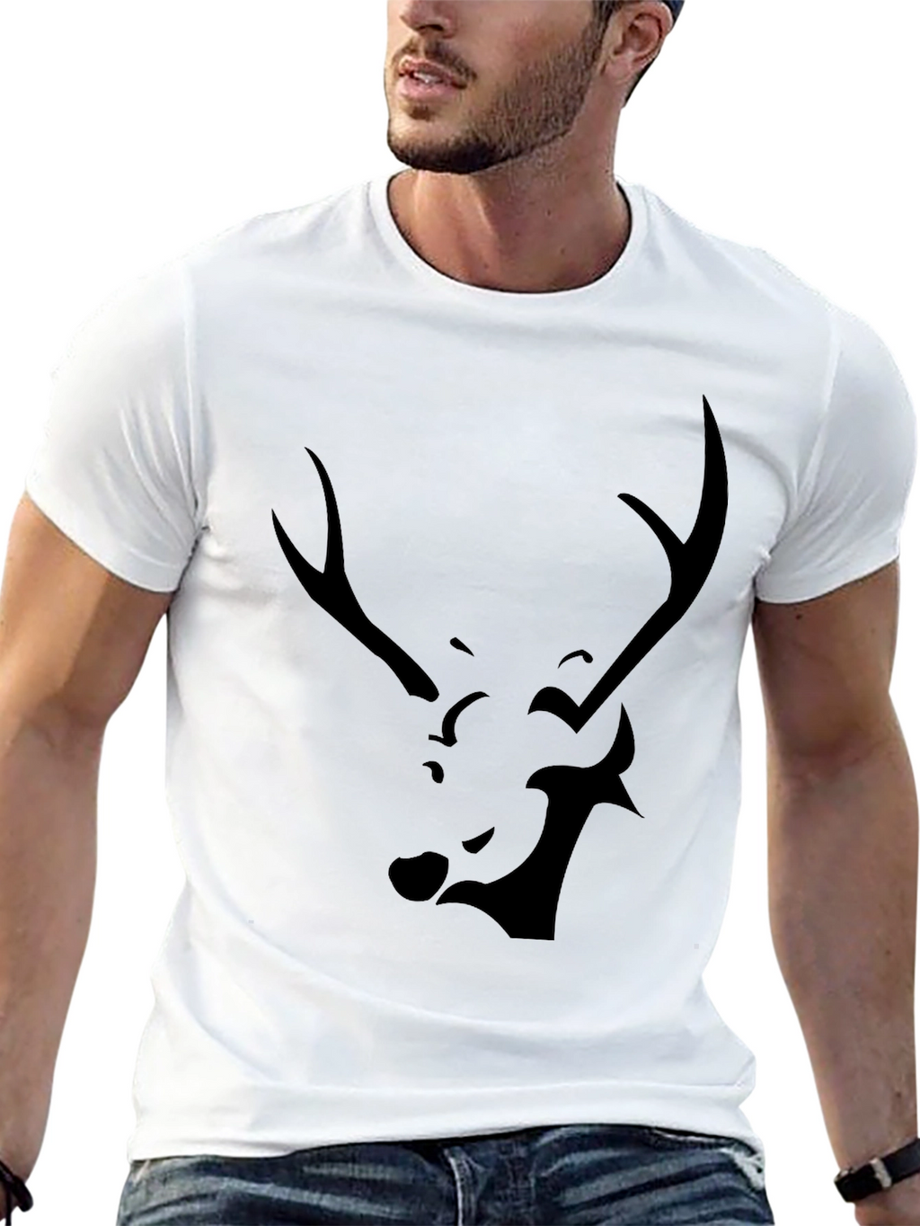 Black Deer Graphic Tee - Modern Style