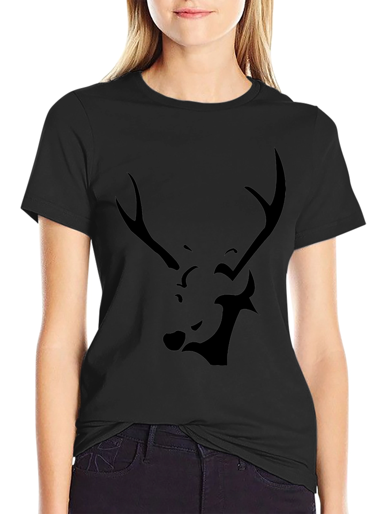 Black Deer Graphic Tee - Modern Style