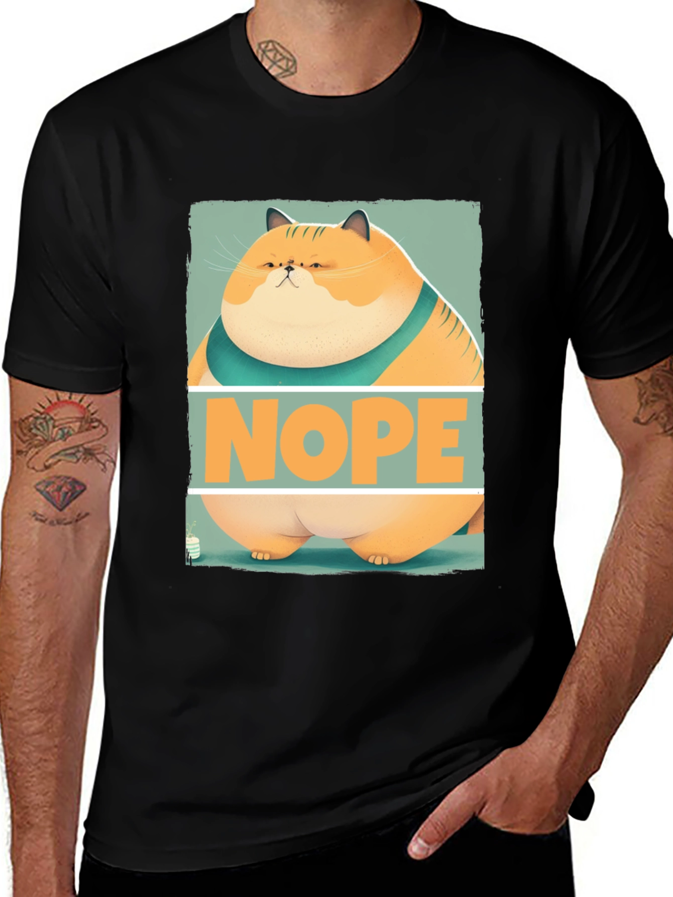 Nope Cat Graphic T-Shirt - Funny Feline Tee