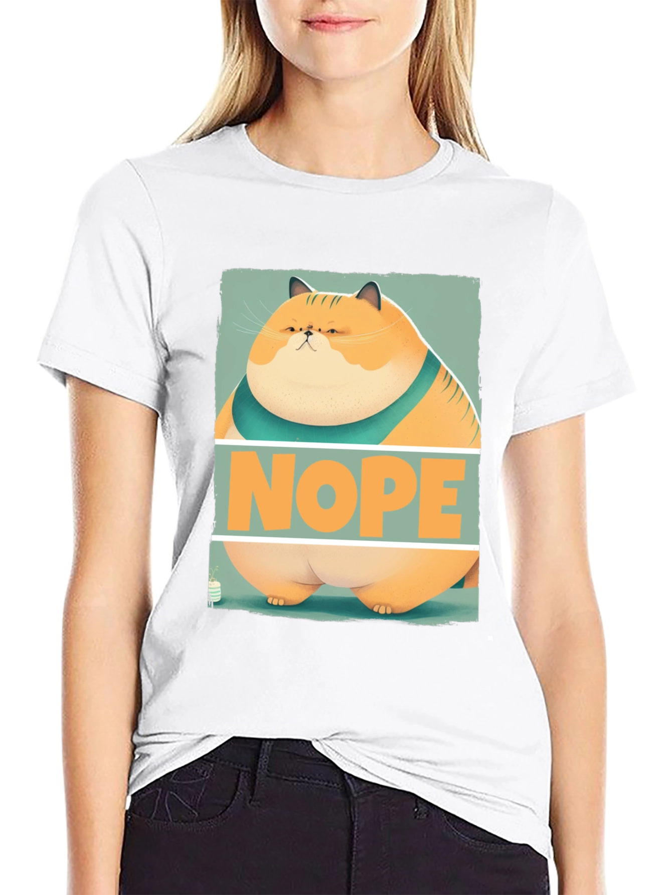 Nope Cat Graphic T-Shirt - Funny Feline Tee