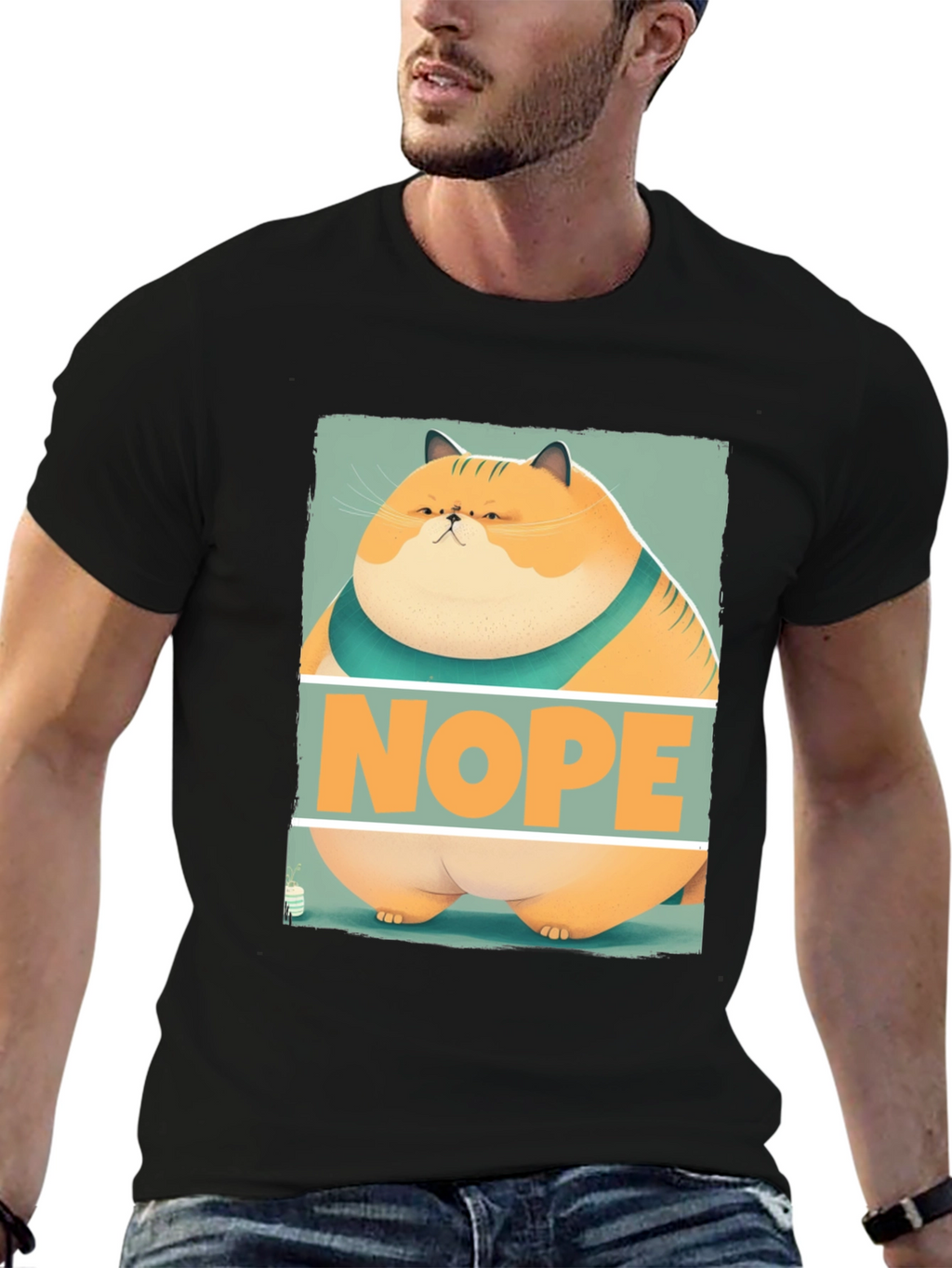Nope Cat Graphic T-Shirt - Funny Feline Tee