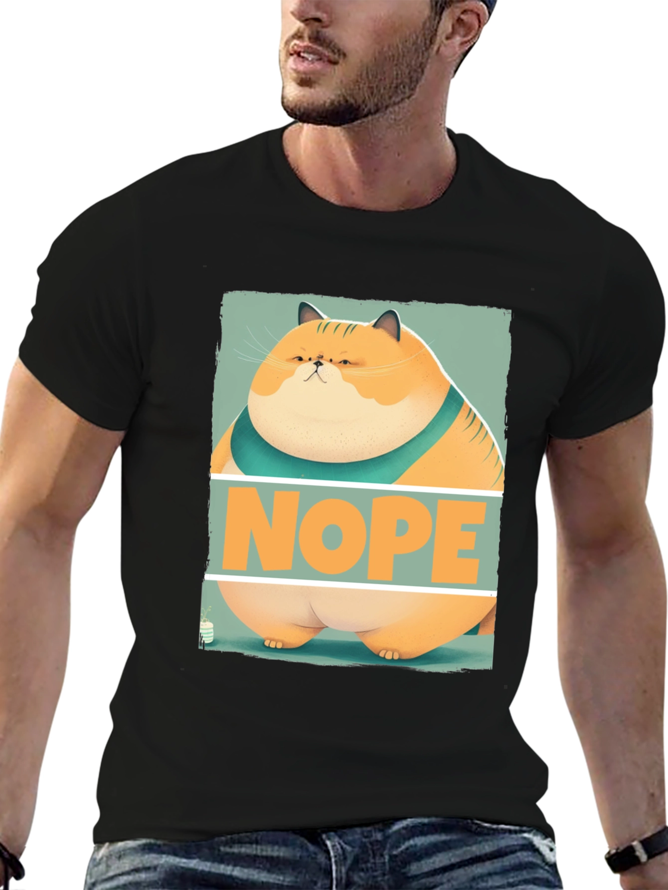 Nope Cat Graphic T-Shirt - Funny Feline Tee