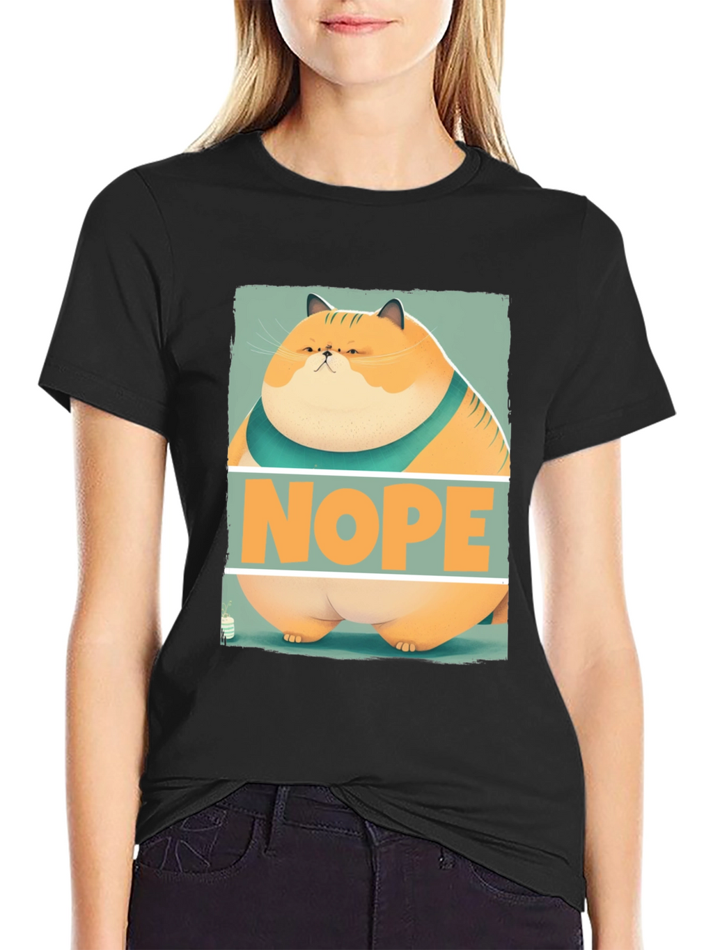 Nope Cat Graphic T-Shirt - Funny Feline Tee