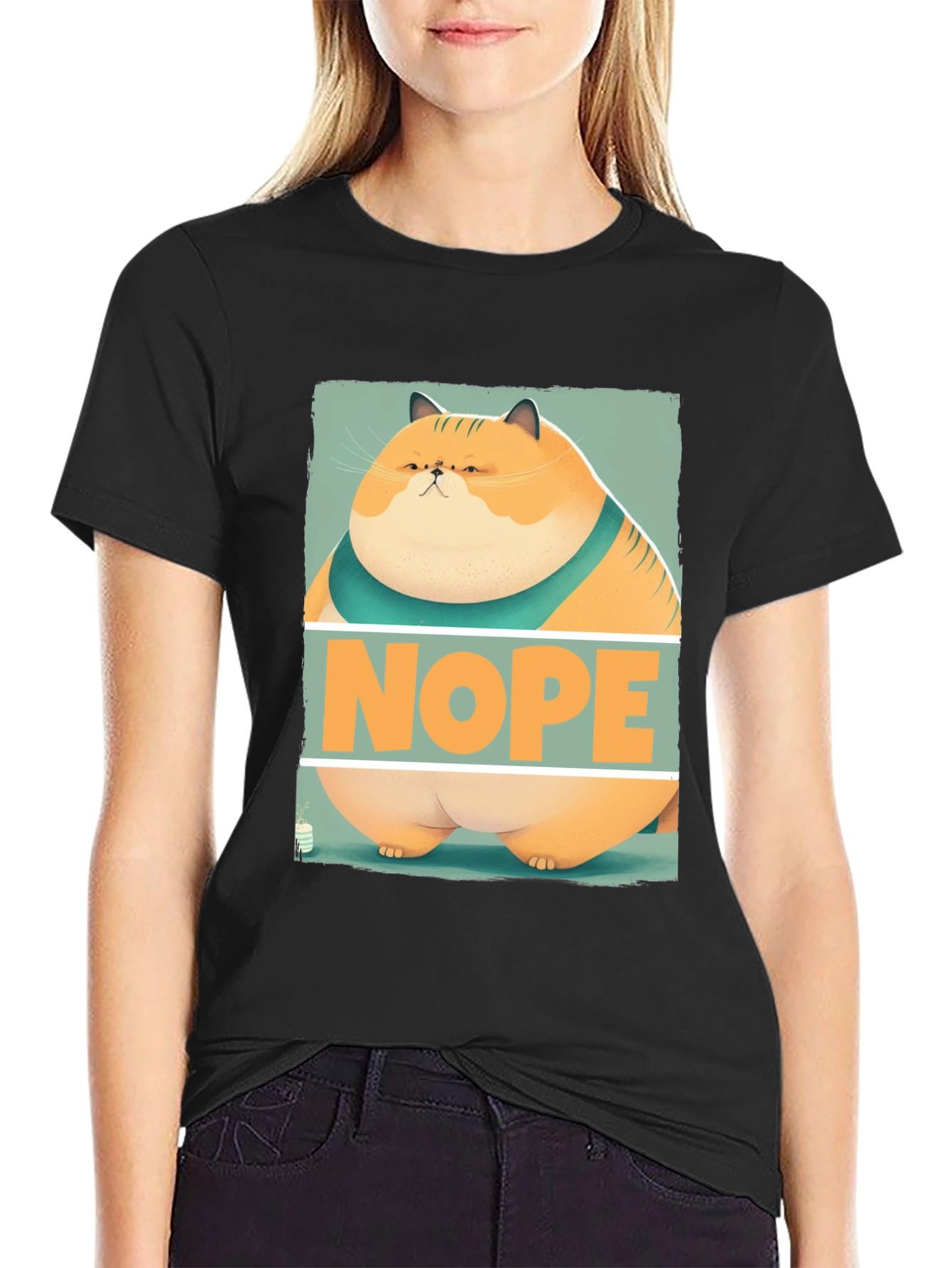 Nope Cat Graphic T-Shirt - Funny Feline Tee
