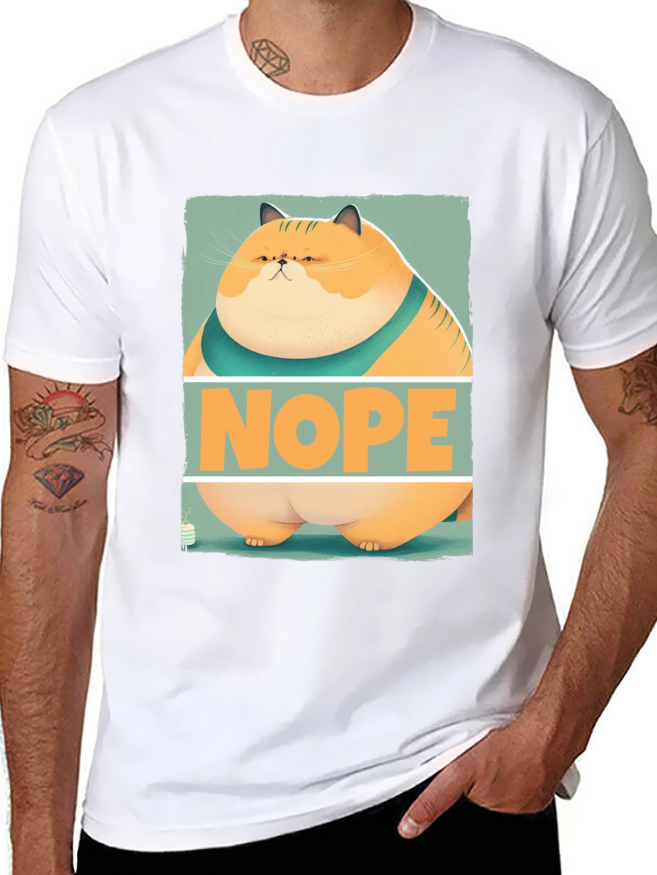 Nope Cat Graphic T-Shirt - Funny Feline Tee