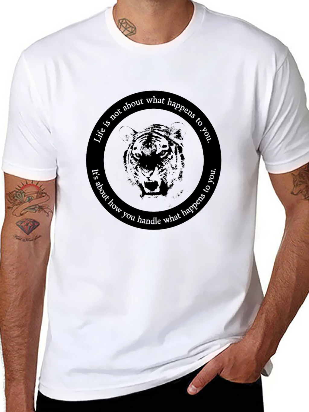 Mens Black Tiger Graphic T-Shirt