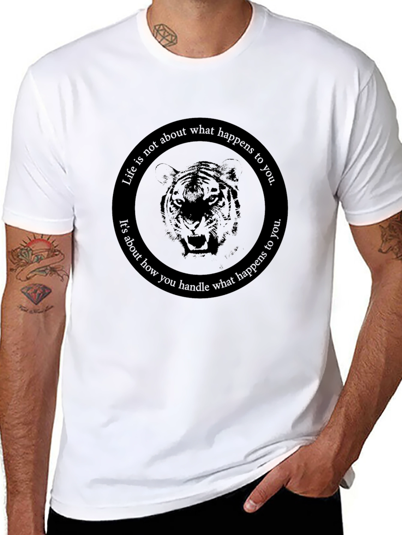 Mens Black Tiger Graphic T-Shirt