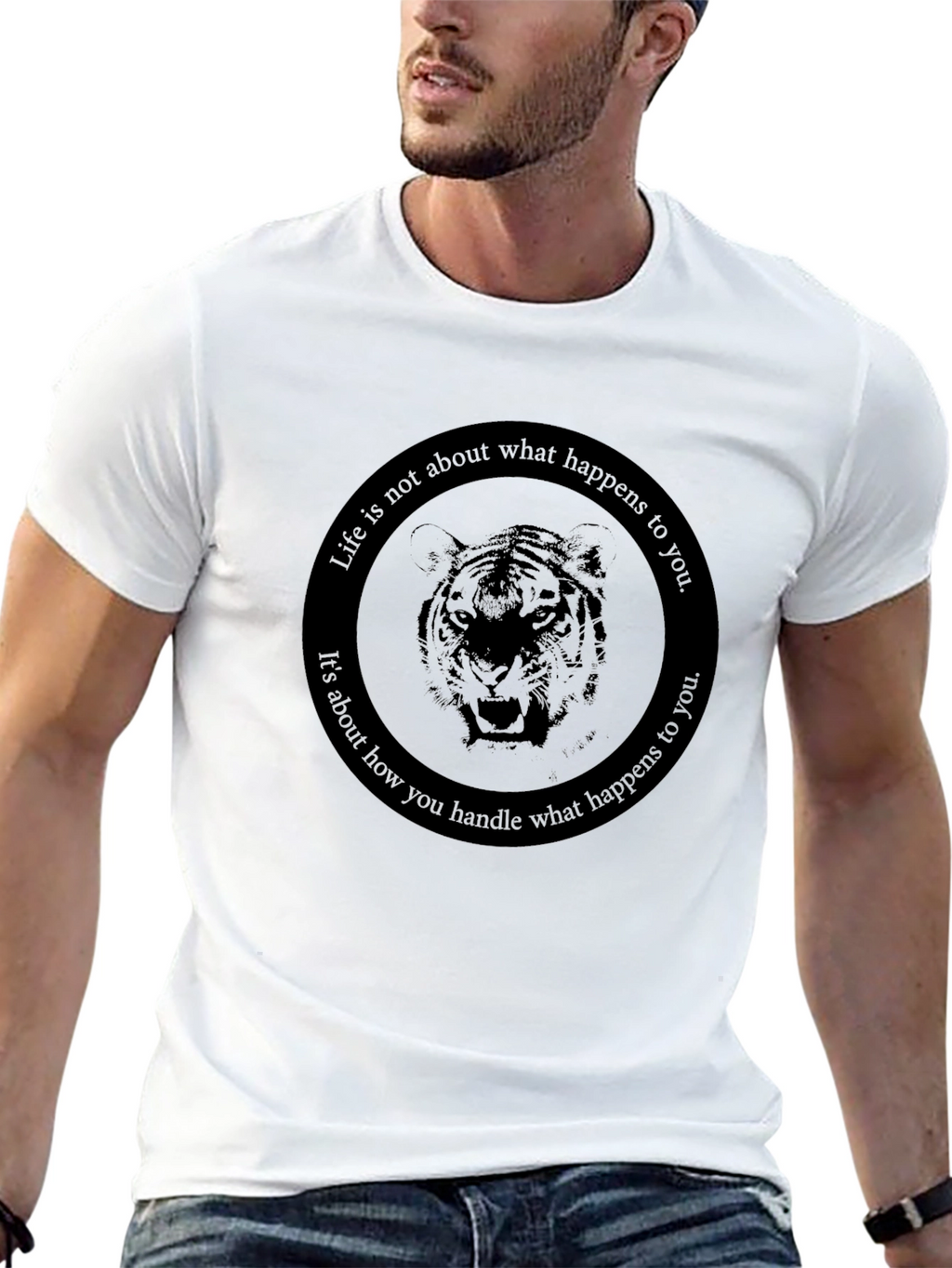 Mens Black Tiger Graphic T-Shirt