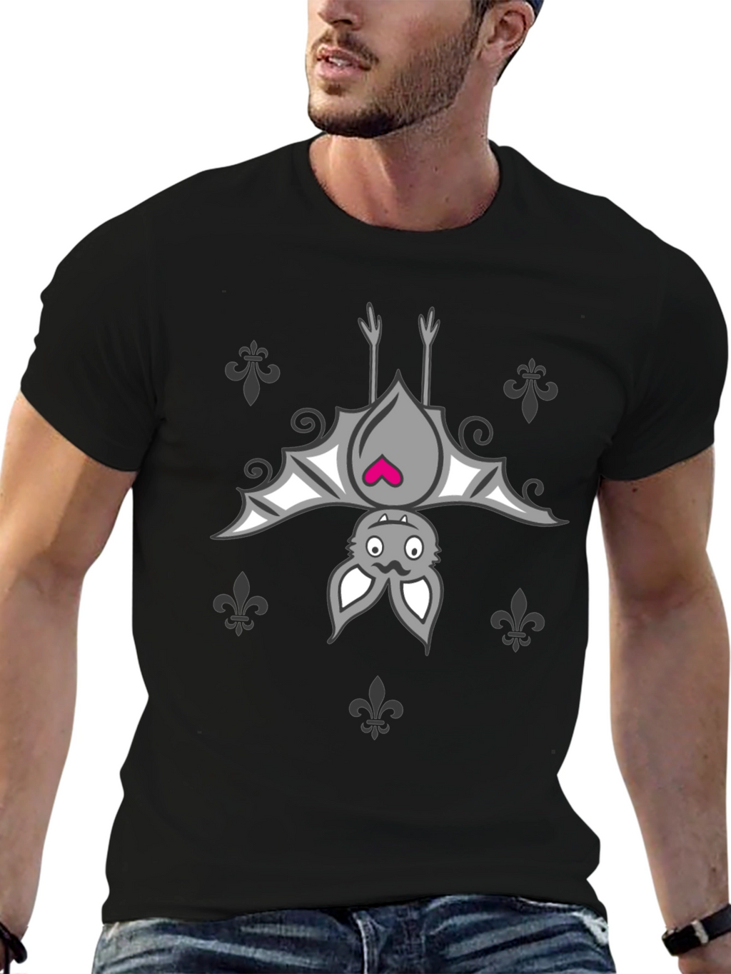 Cute Bat Graphic Black T-Shirt - Unisex