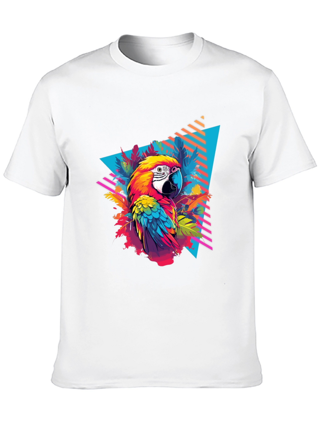 Tropical Parrot Graphic Black T-Shirt