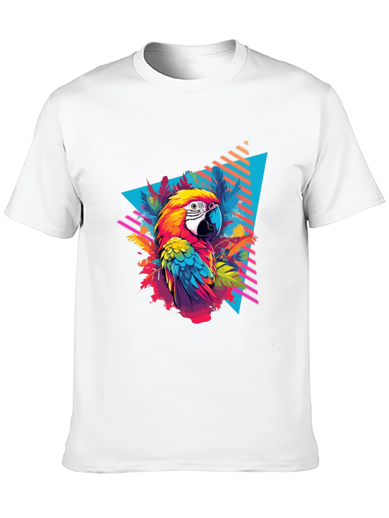 Tropical Parrot Graphic Black T-Shirt