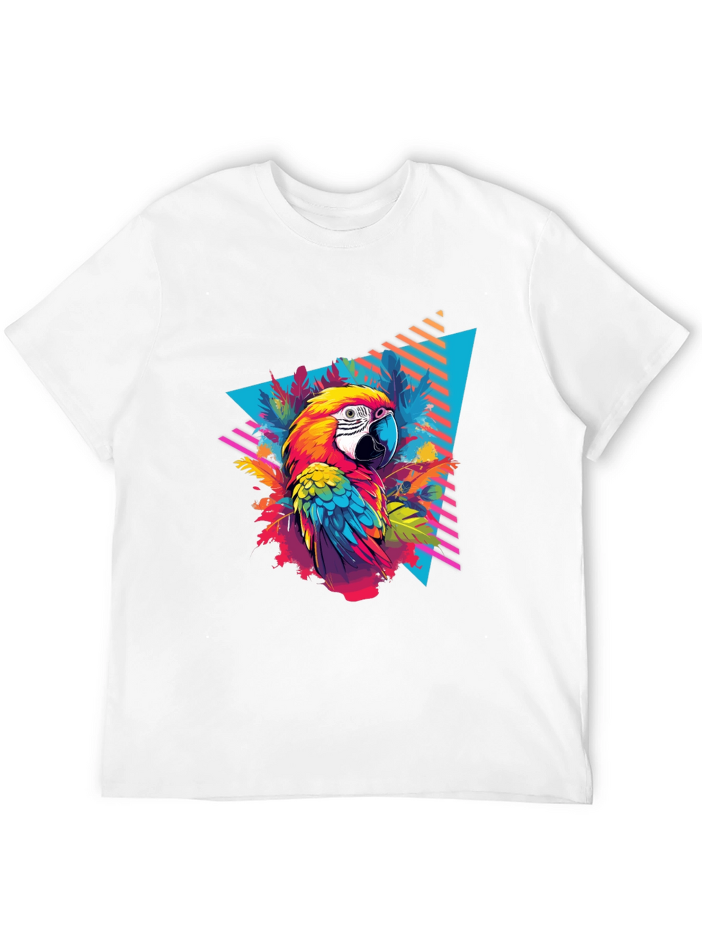 Tropical Parrot Graphic Black T-Shirt