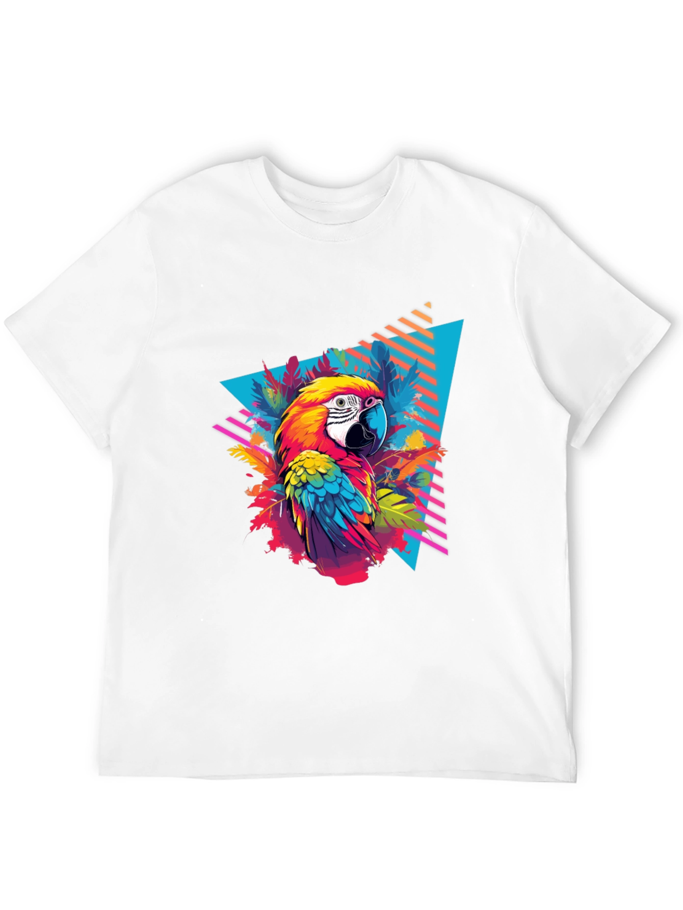 Tropical Parrot Graphic Black T-Shirt