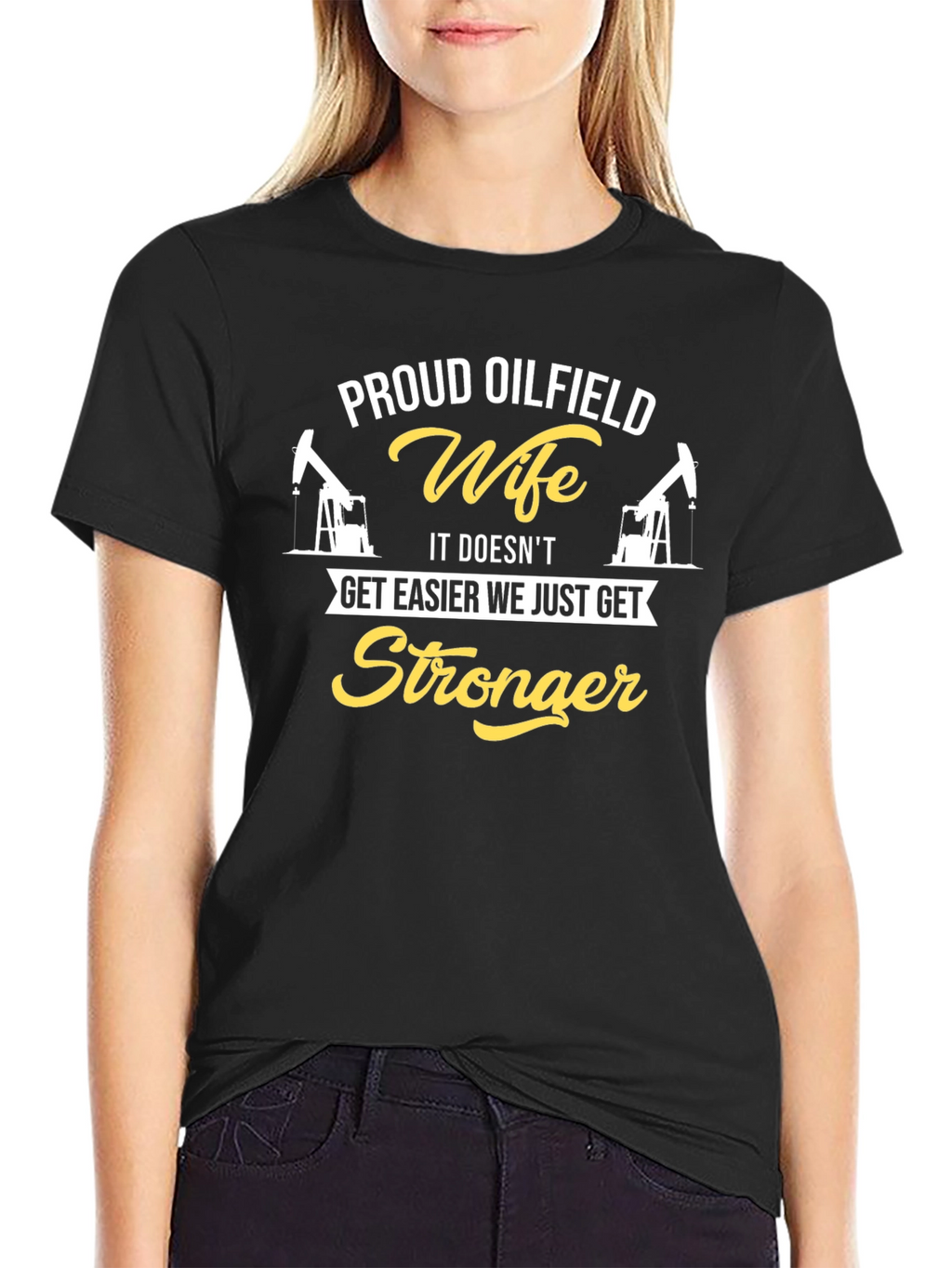 Proud Oilfield Wife Graphic Tee - Black Cotton