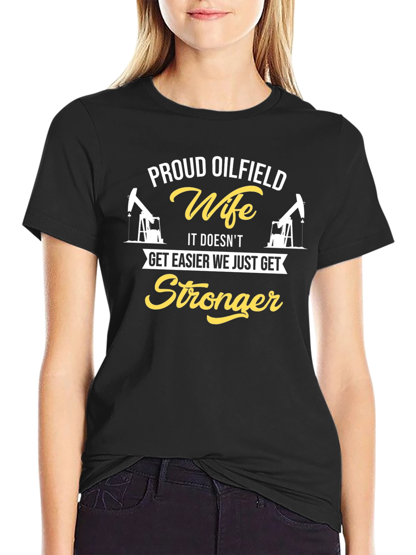 Proud Oilfield Wife Graphic Tee - Black Cotton