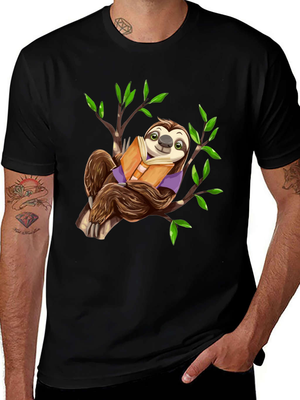 Sloth Reading Book T-Shirt - Cute & Comfy!