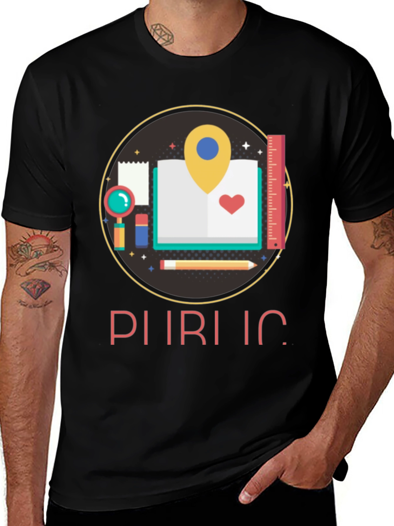 Educational Design Black T-Shirt