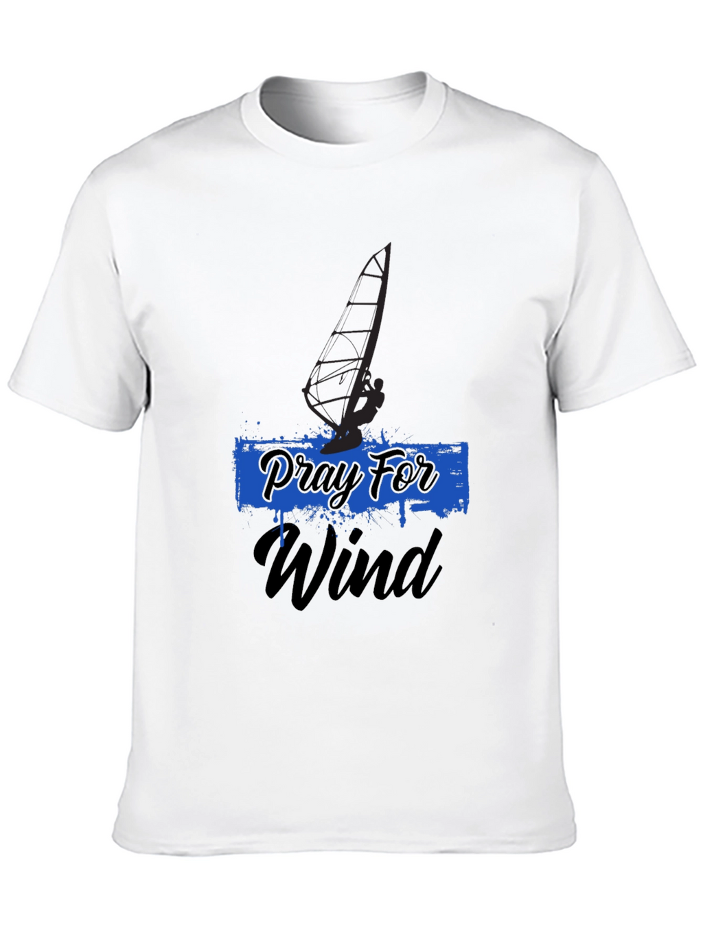 Pray For Wind Black T-Shirt - Windsurfing Design