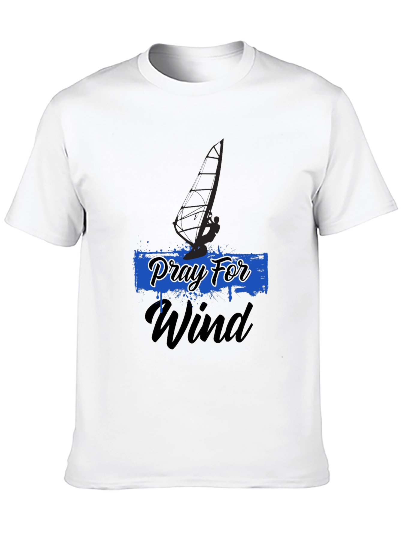 Pray For Wind Black T-Shirt - Windsurfing Design