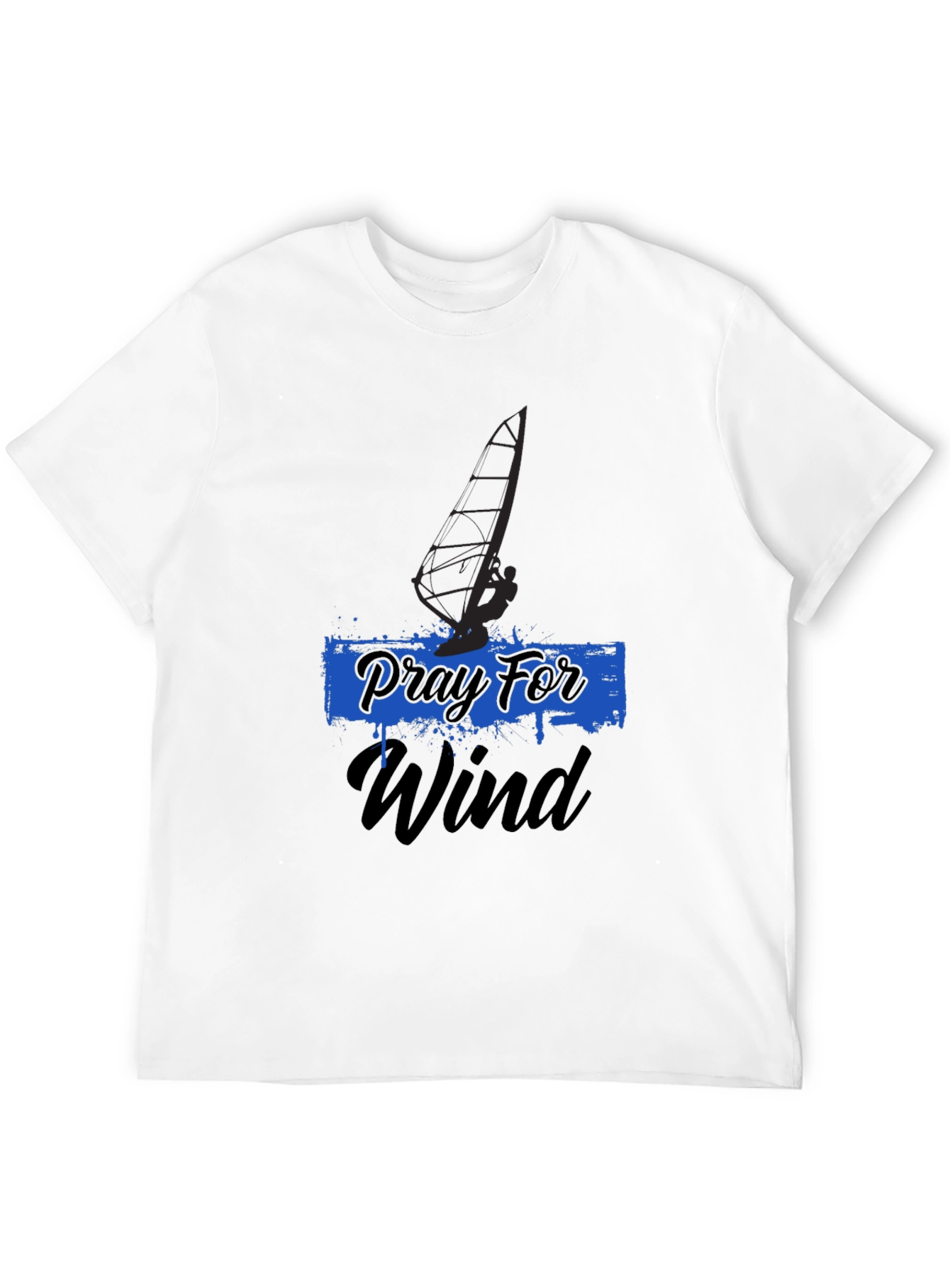 Pray For Wind Black T-Shirt - Windsurfing Design