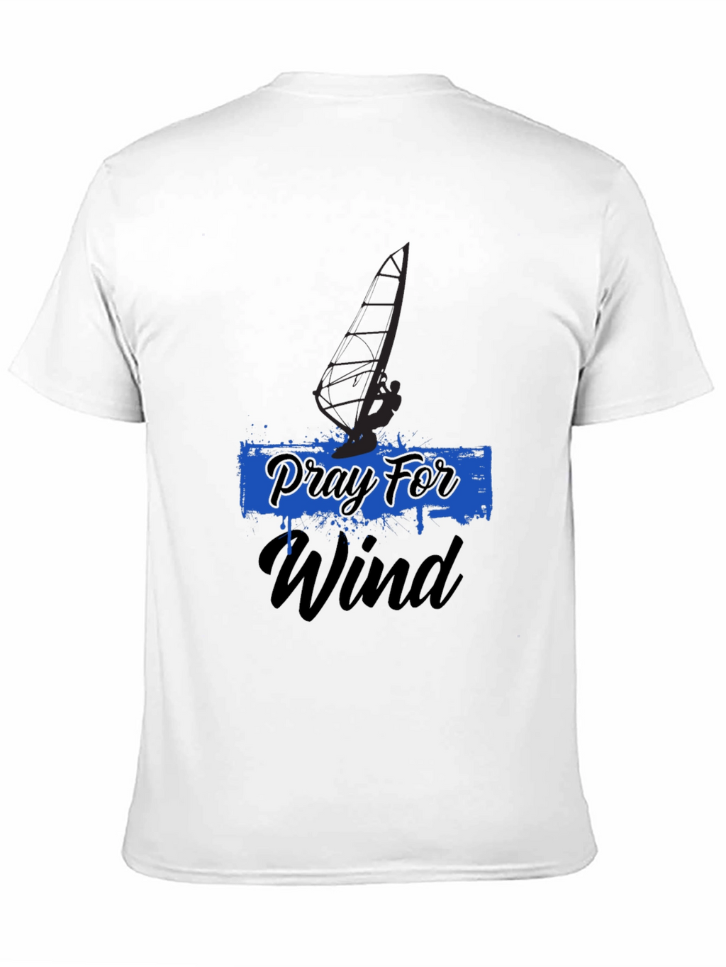 Pray For Wind Black T-Shirt - Windsurfing Design