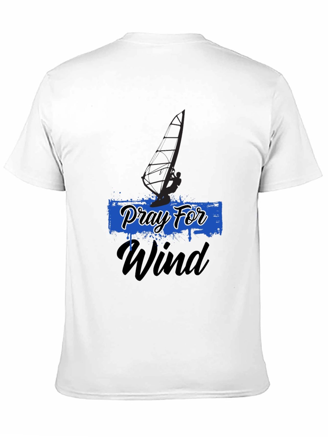 Pray For Wind Black T-Shirt - Windsurfing Design