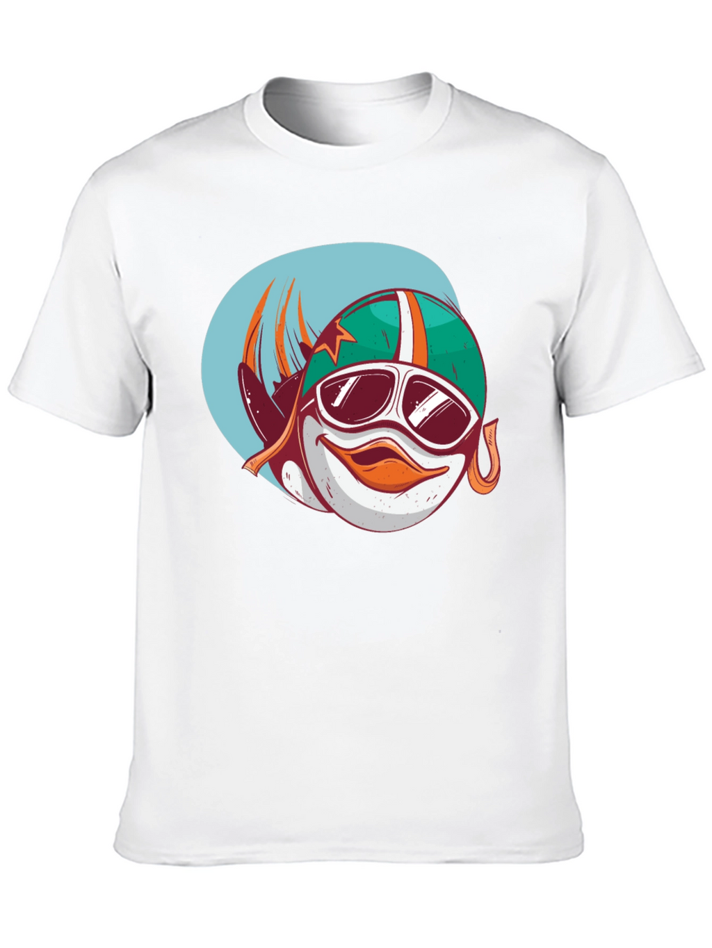 Cool Cartoon Racer Fish Graphic Black T-Shirt