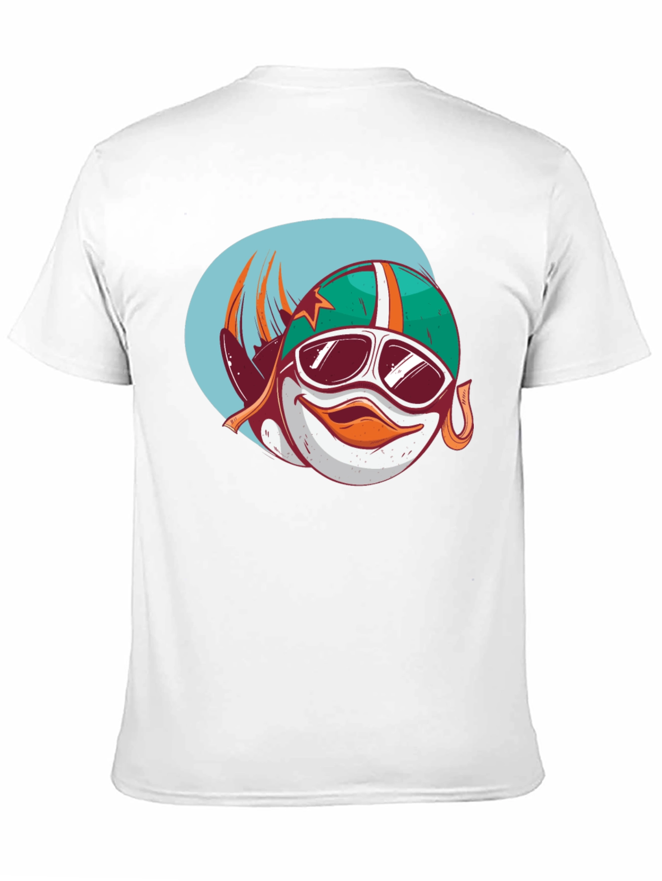 Cool Cartoon Racer Fish Graphic Black T-Shirt