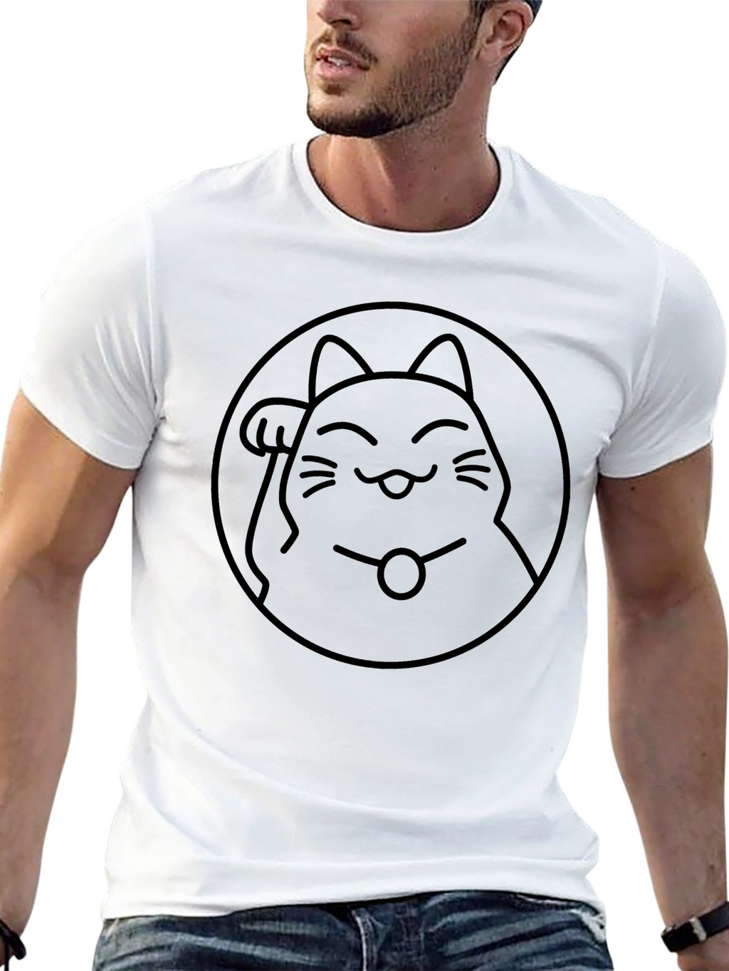 Lucky Cat Graphic T-Shirt - Mens Black Tee