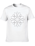 Abstract Floral Design Black T-Shirt