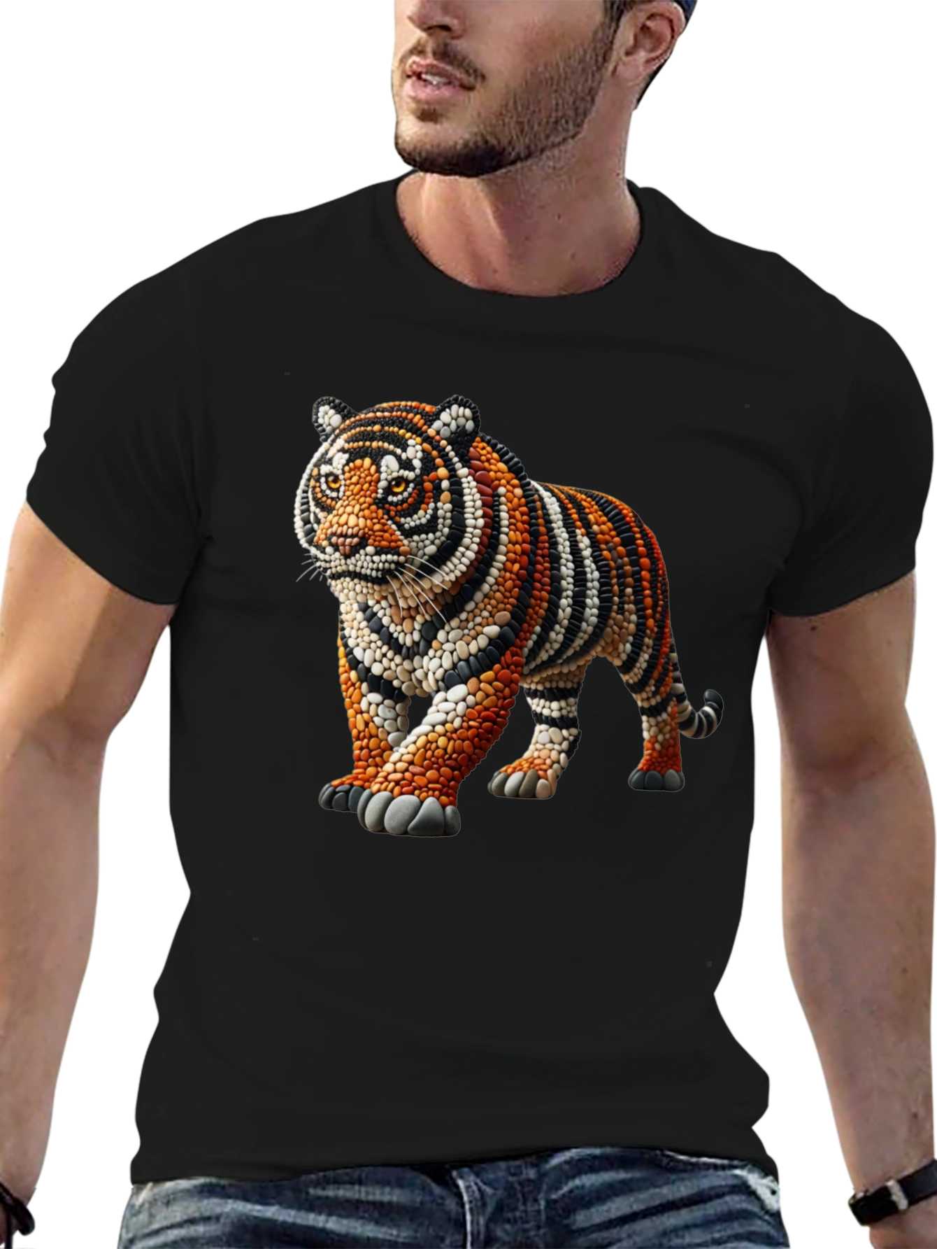 Tiger Bead Art Graphic T-Shirt