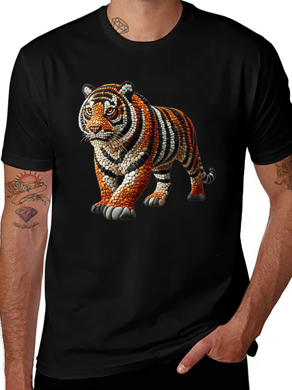 Tiger Bead Art Graphic T-Shirt