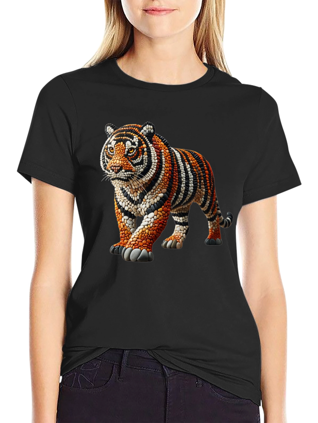 Tiger Bead Art Graphic T-Shirt