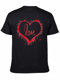 Love Heart Graphic Print Black T-Shirt