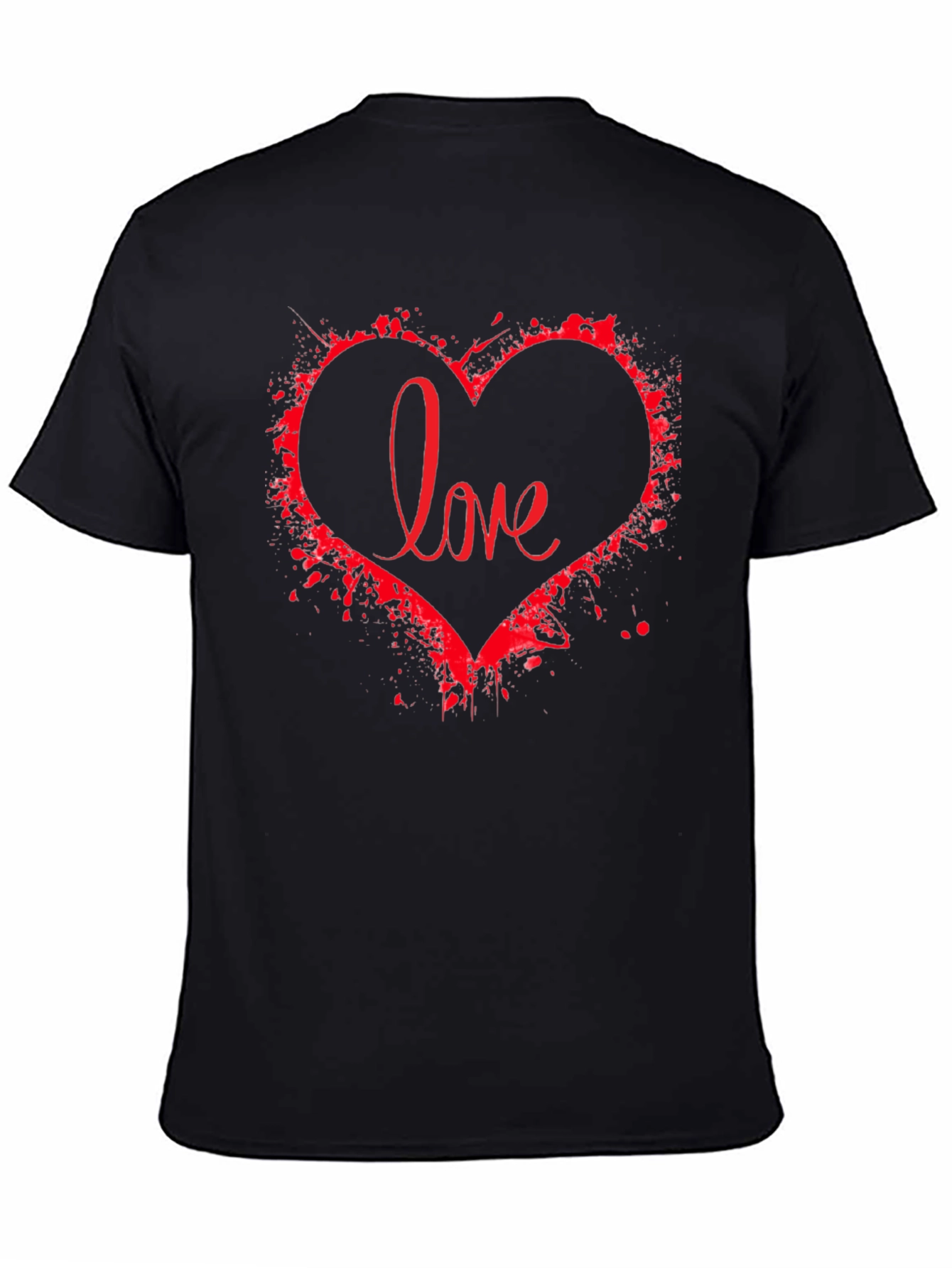 Love Heart Graphic Print Black T-Shirt