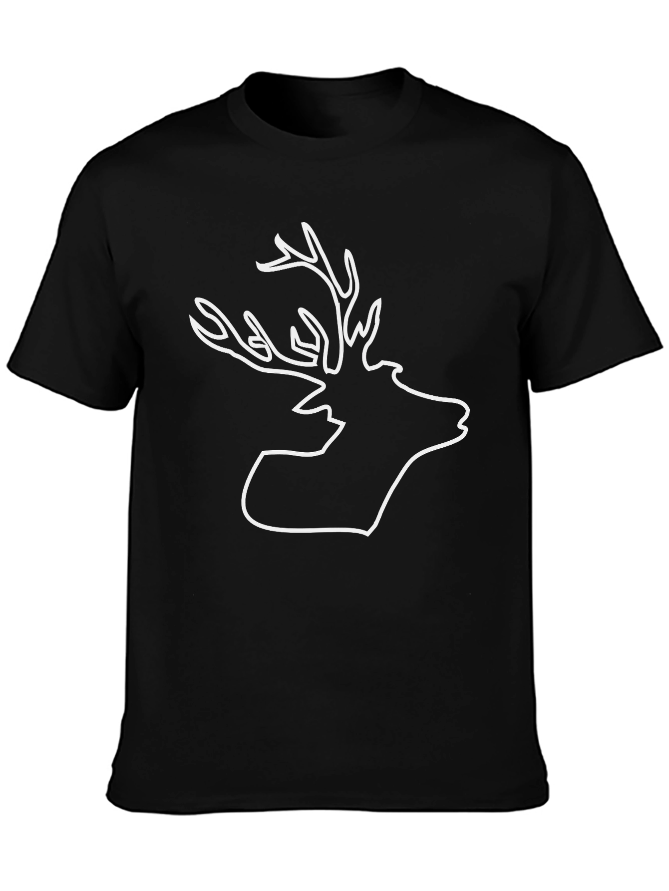 Stag Outline Graphic Black T-Shirt