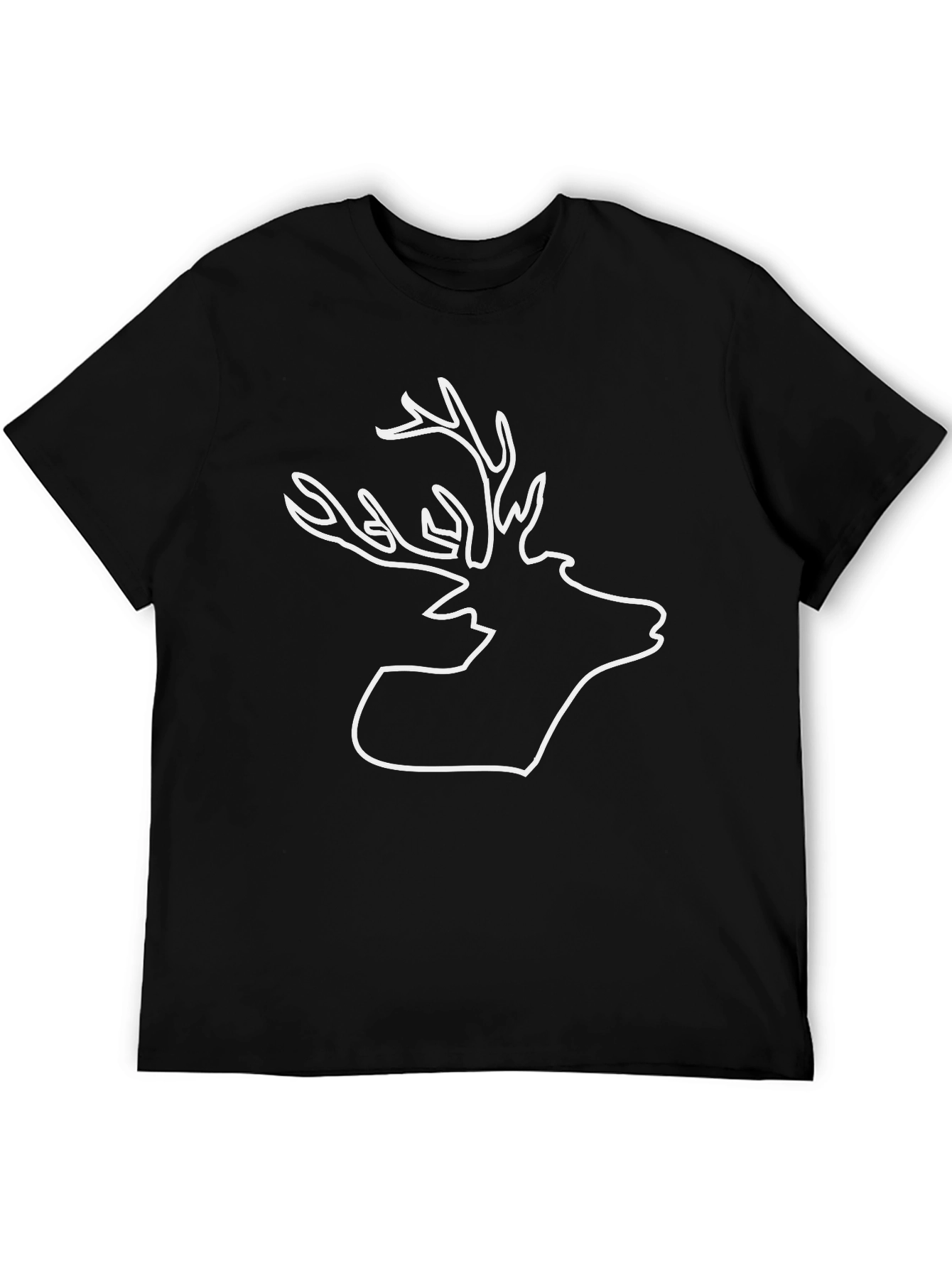 Stag Outline Graphic Black T-Shirt