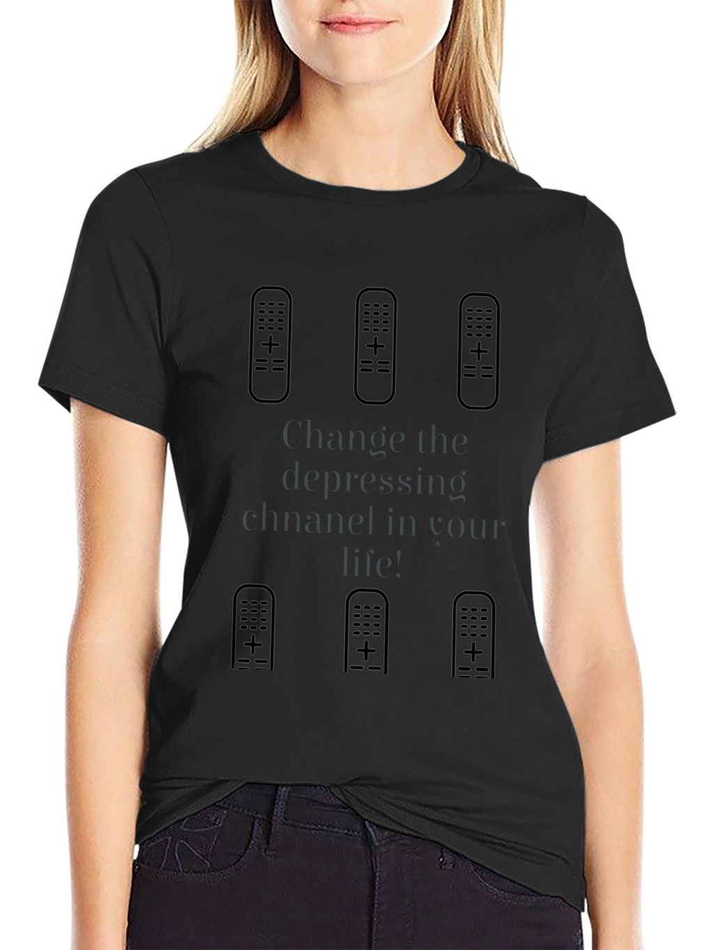 Change the Depressing Channel Black Tee