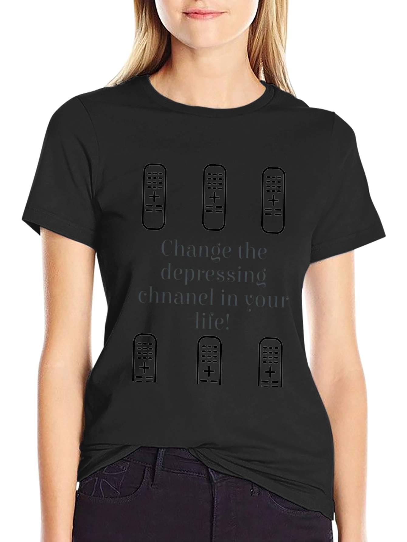 Change the Depressing Channel Black Tee