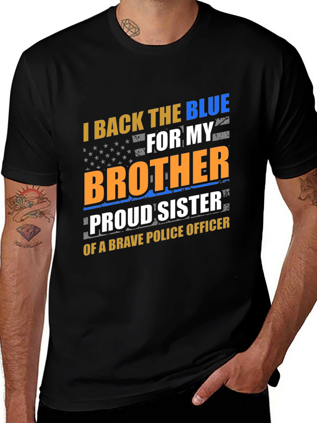I Back the Blue Brother/Sister Police Officer T-Shirt