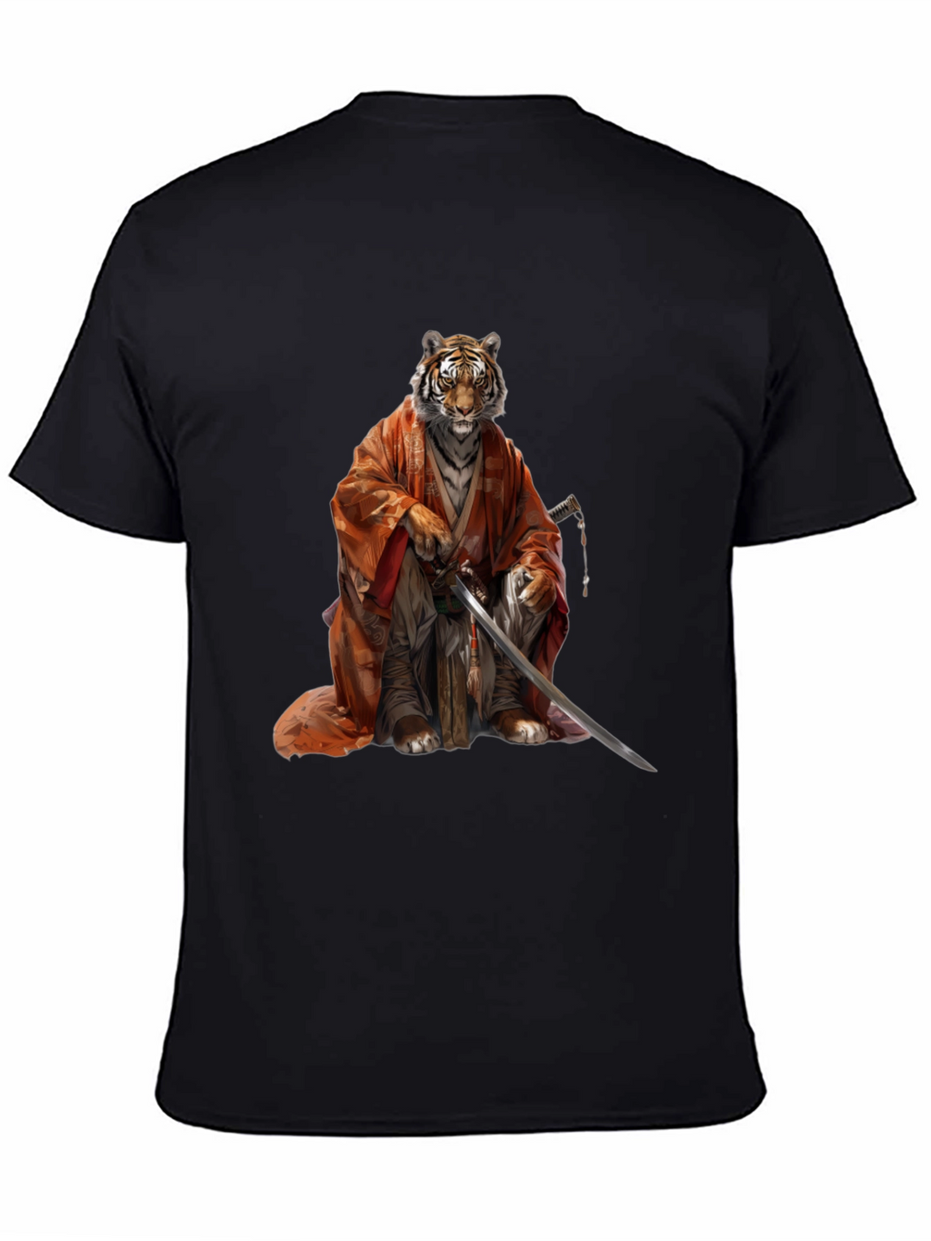 Tiger Samurai Black T-Shirt